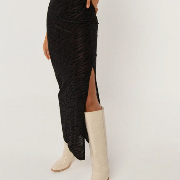 NWOT Size 2 Peppermayo Exclusive - Work It Out Midi Skirt - Burnout Black - Picture 2 of 6